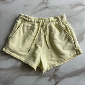 Jonathan Simkhai Evie Terry 100% Cotton Yellow High Rise Drawstring Shorts Small